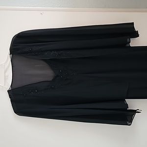 Formal dress - long black, beaded with sheer jacket